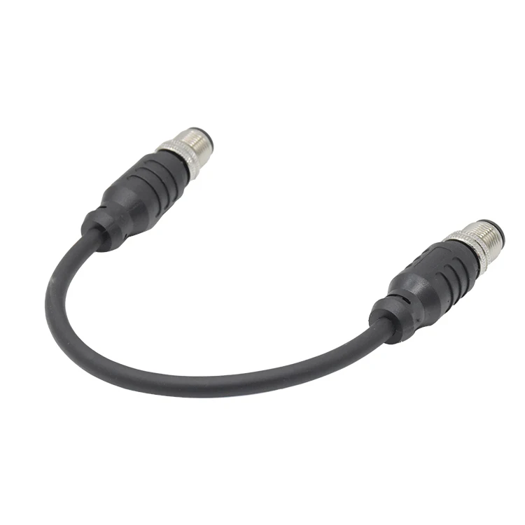 Electrical Wires Industrial Waterproof Connector M12 a Code Circular 6 Pin Male Plug to 8 Pin Male Plug Double Head Cable