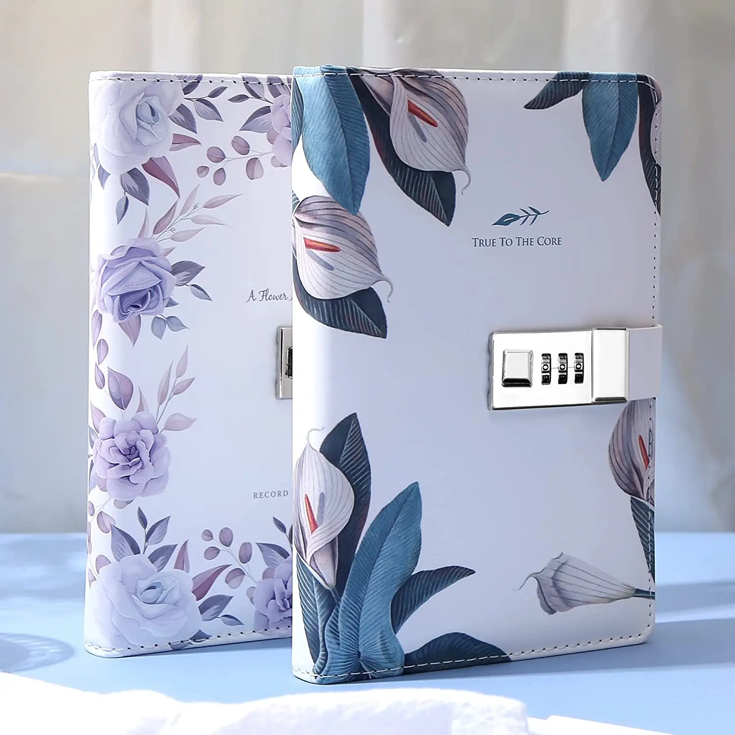 Custom Printing Leather Cover A6 Refillable Binder Budget Notebook Journals Planner Daily Diary with Combination Lock Workbook