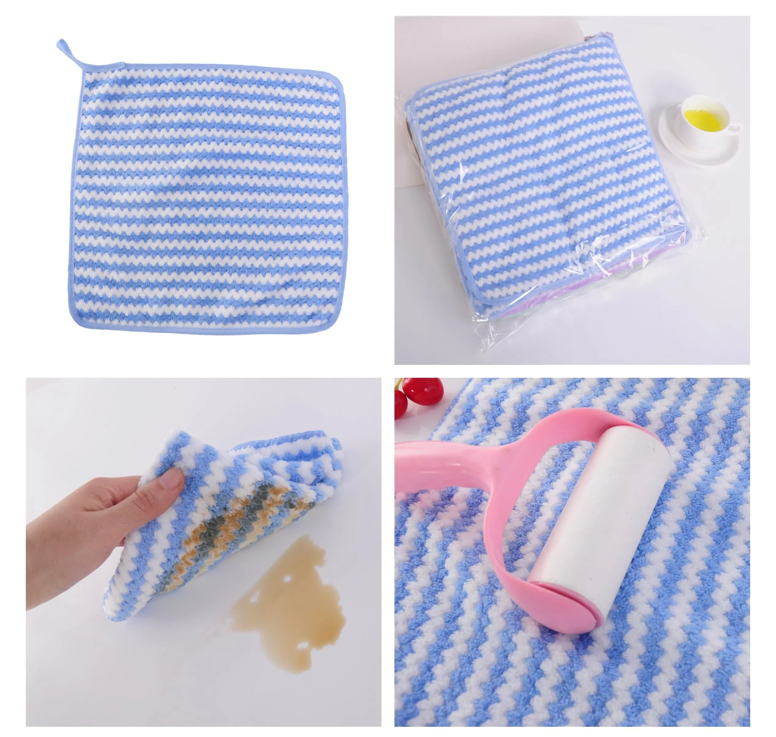 Microfiber Cleaning Dish Cloth Thickened Doublelayer Soft Absorbent