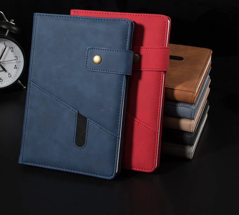 Promotion custom logo pu leather cover agenda notebook for office school gift notebooks