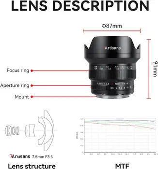 7artisans MF 7.5mm F3.5 APS-C 205 Ultra Wide-Angle Manual Fisheye Lens, Compatible with Canon EF DSLR Lens detail image