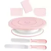 Ensemble de plateau tournant à gâteau 6 pièces [Rose nordique - Emballage en boîte de couleur]