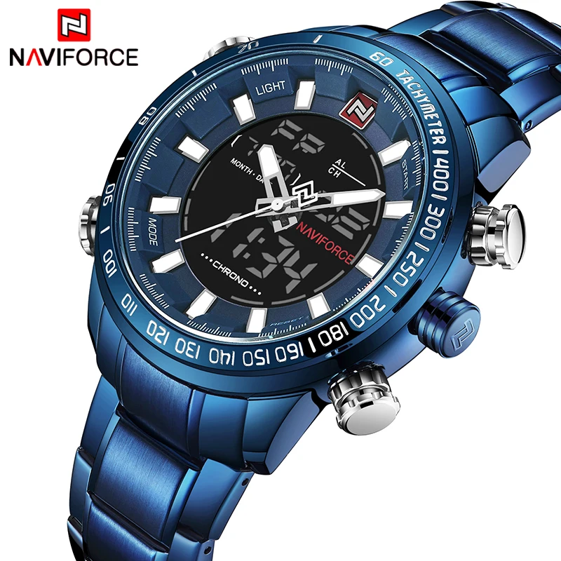 Naviforce 9093 Mens Quartz Digital Watch Stainless Steel Auto Date Complete Calendar Business Watches For Men Chronograph Buy Business Watch Naviforce Watches For Men Chronograph 9093 Reloj Hombre