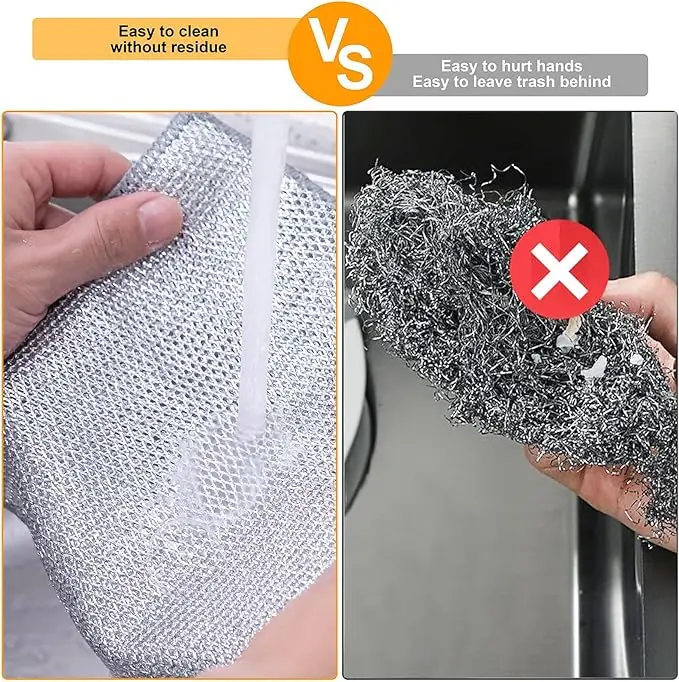 Reusable Wire Miracle Cleaning Cloths Powerful Cleaning Non-Scratch Wire Dishcloth Rag for Cookware, Sinks, Dishes, Stove Tops