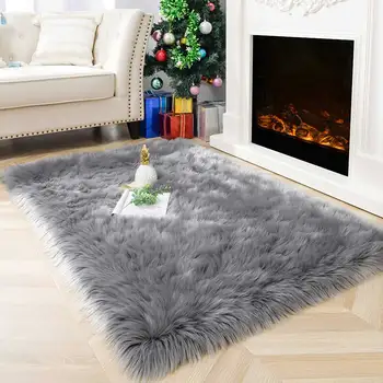 Quality indoor mat soft shaggy fur floor area rug fur rugs living room white fluffy faux fur rug carpets