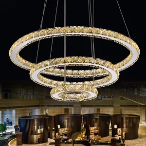 Zeal Lighting Circle Design Chandelier Bedroom Hanging Modern Led Crystal Rings Pendant Lights for Hotel Living Room