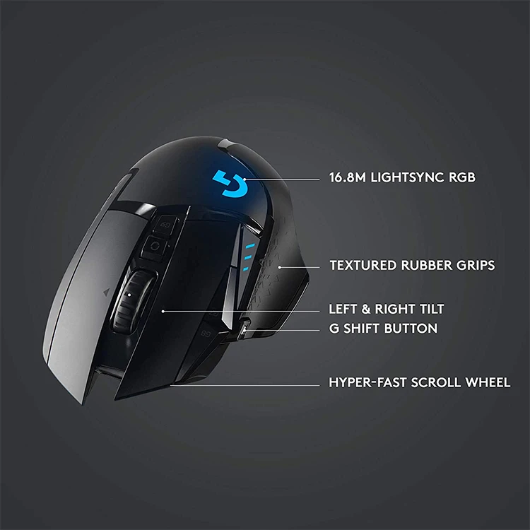 Logitech G502 Lightspeed Wireless Gaming Mouse with Hero 25K Sensor, PowerPlay Compatibl aperçu 4