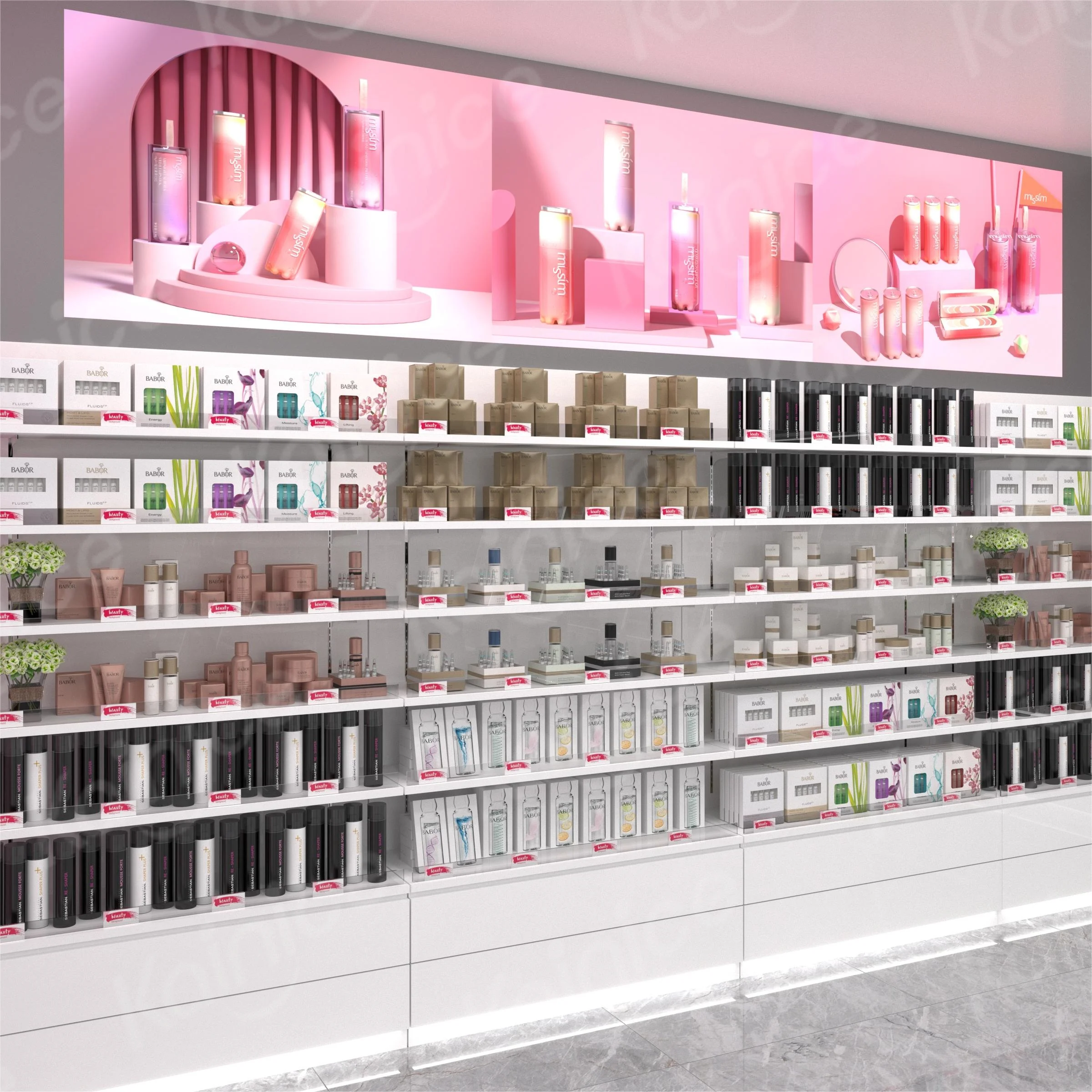 Kainice Beauty Store Makeup Vanity With Lighted Mirror Cosmetics Shop Decoration Display Stand Gondola Perfume Display Cabinet