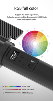 LP600 Rechargeable 5200 MAh RGB Handheld LED Video Light Wand Stick Studio Film Fill Light for Outdoor Photography detail image