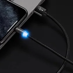 Магнит 3 в 1 Type-C, оптовая продажа, светодиодный нейлоновый Плетеный Магнитный зарядный кабель Micro Usb для мобильных телефонов/
