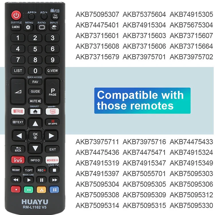 Huayu Rml1162 V5 Universal Remote Control For All Lg Led Lcd 4k Uhd
