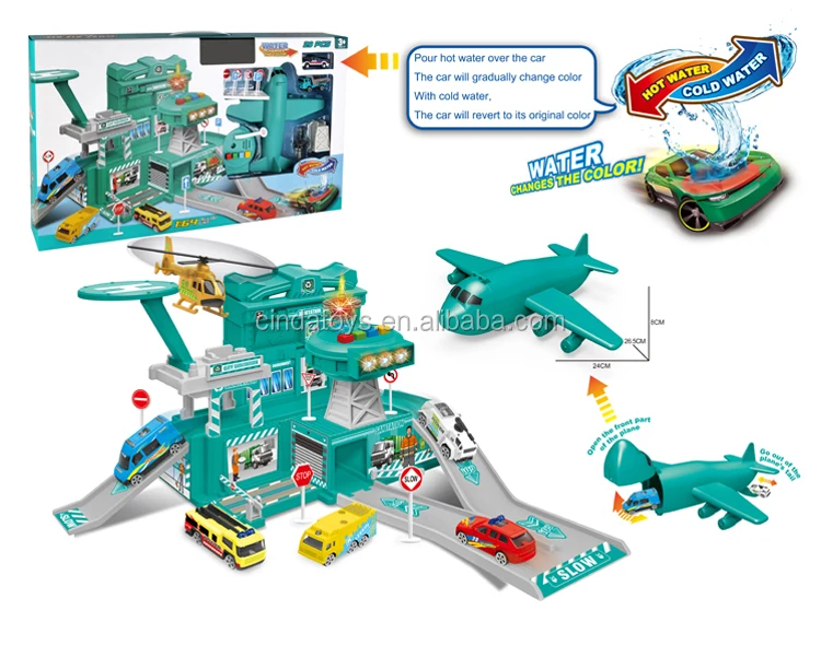 Модель автомобиля из литого под давлением в масштабе 1:64, Обучающие игрушки, трек «сделай сам», игрушечные машинки с транспортным самолетом, пластиковая игрушка для парковки для детей