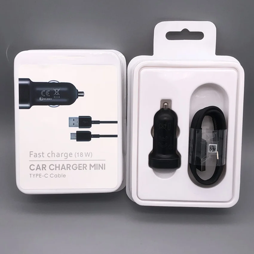 2 In 1 With Packaging 18w 2a Fast Charging Mini Usb Car Charger Adapter +   Usb C Type C Cable For Samsung S8 S10 - Buy Usb Car Charger,For Samsung  Car