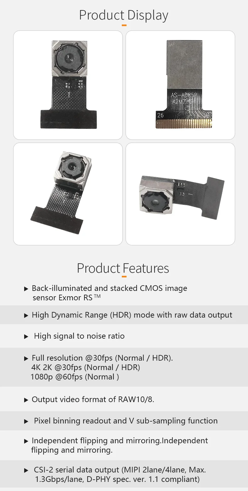 DGZX  IMX258  13MP 4K 1080P Ultra HD AF HDR Wide Dynamic MIPI Camera Module插图1