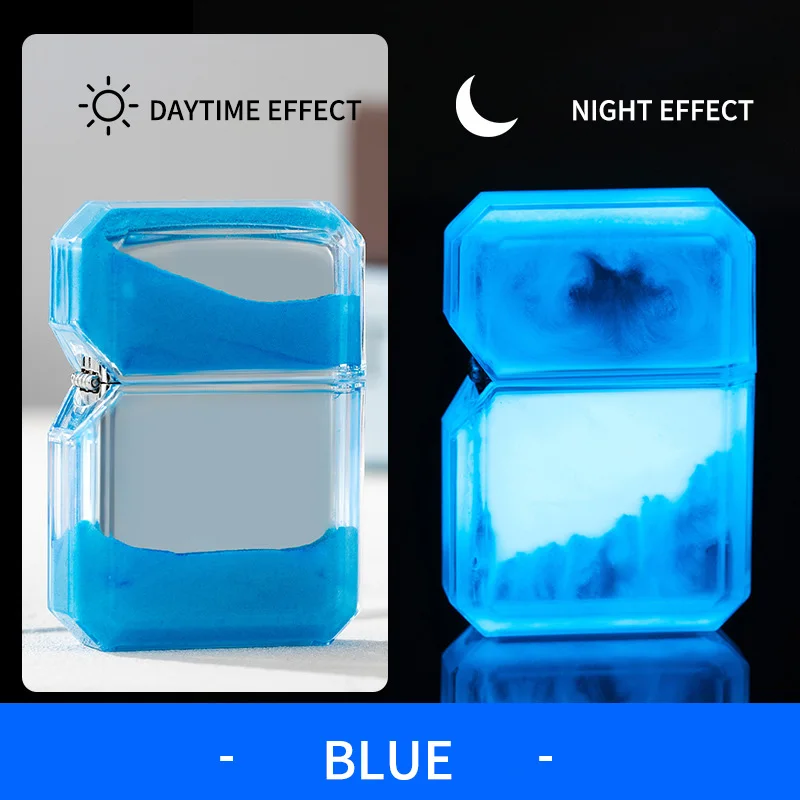 Cool Custom Logo Quicksand Glow in the Dark Kerosene Lighter Creative Glitter Luminous Lighter Metal Cigarettes CLASSIC 175g
