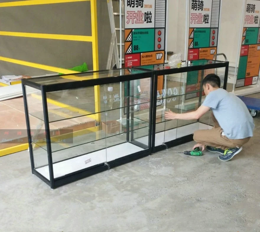 Factory Custom Aluminum Frame Display Case Lockable Glass Cabinet Cheap Display Showcase