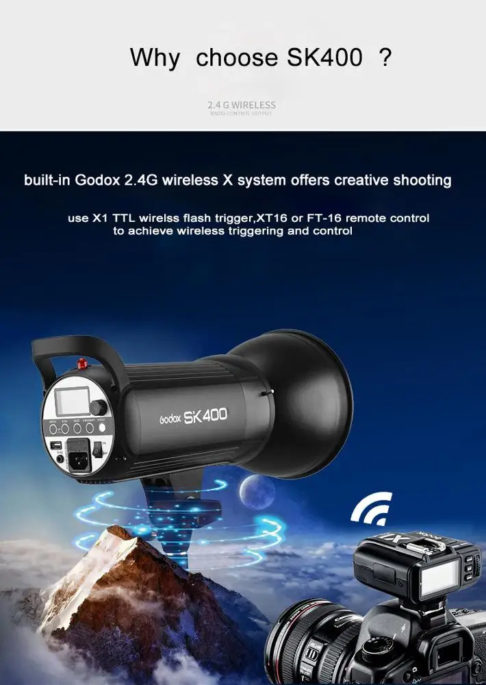 Godox DP400III 400Ws GN80 2.4G Wireless X System Studio Flash Professional, Flash Duration 1/2000-1 / 800s, Temperatura Color 5600 ± 200K (110V) Studio Light Godox DP400III 400Ws GN80 2.4G Wireless X System