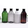 White bottle with black screw lid
