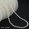 Chaîne de perles rondes en ABS, beige, 5 mm, sachet de 5 mètres