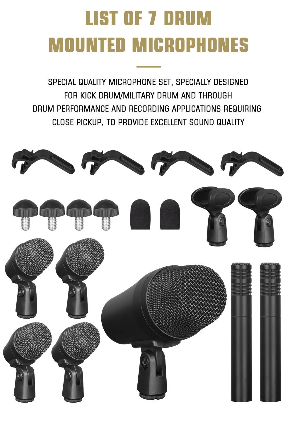 Professional Musical Condenser Dynamic Drum Microphone Set/kick Drum