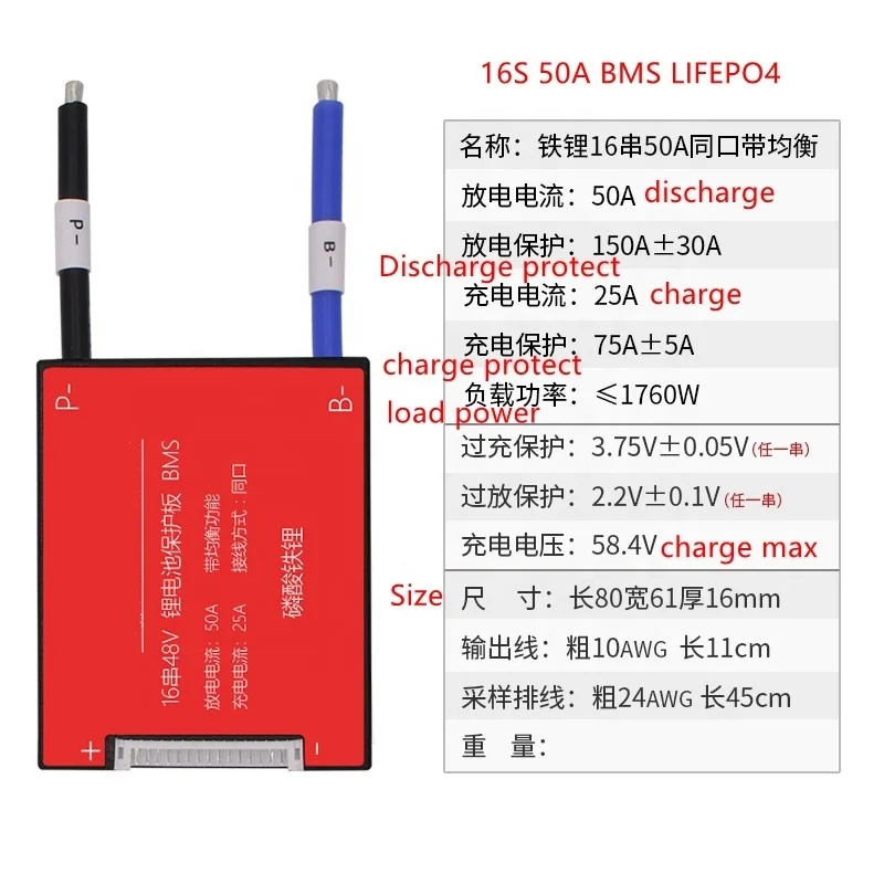 Daly smart lifepo4 bms 48 в 16s 20a 30a 40a 50a 60a 80a 100a 120a 150a 200a