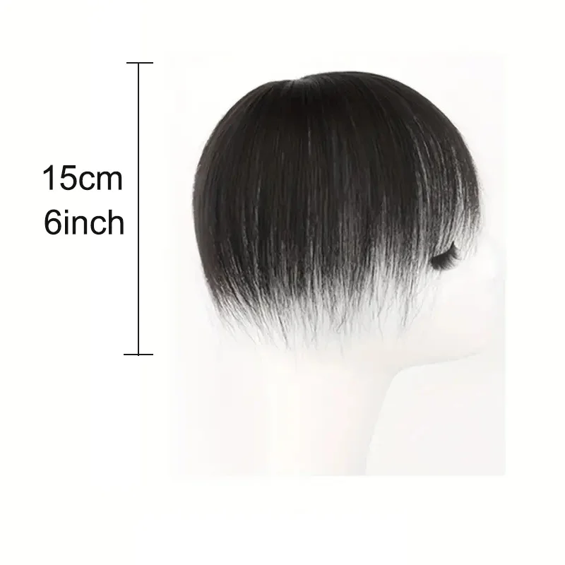 6 Zoll Echthaar-Topper für Frauen, Rosennetz, realistisches Design, gerader Stil, Clip-in-Verlängerung_voghion.com