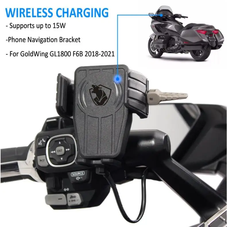 Motorcycle Phone Support Holder - Wireless Charger Bracket