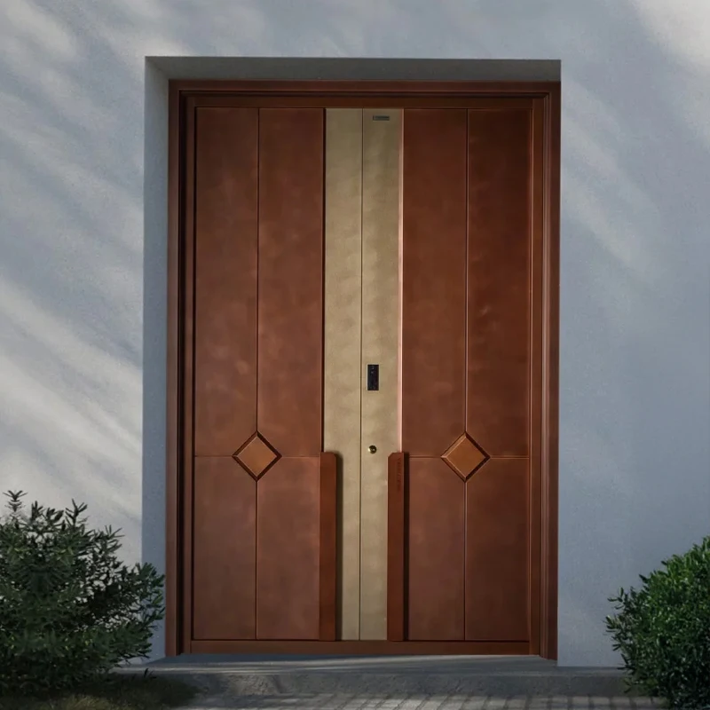 Custom Polished Copper Courtyard Entrance Garden Door Bronze Retractable Courtyard Gate for Villas Factory Direct