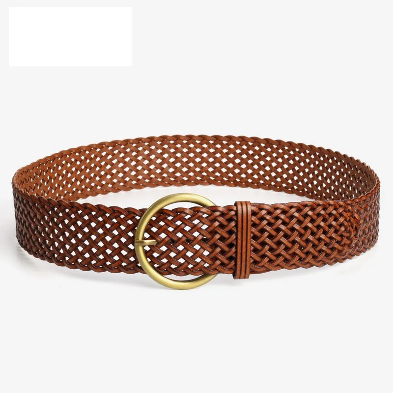 Brown Braided Leather Belt - Made In France