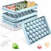 Blue*Medium--3 round ice trays + ice box + ice shovel