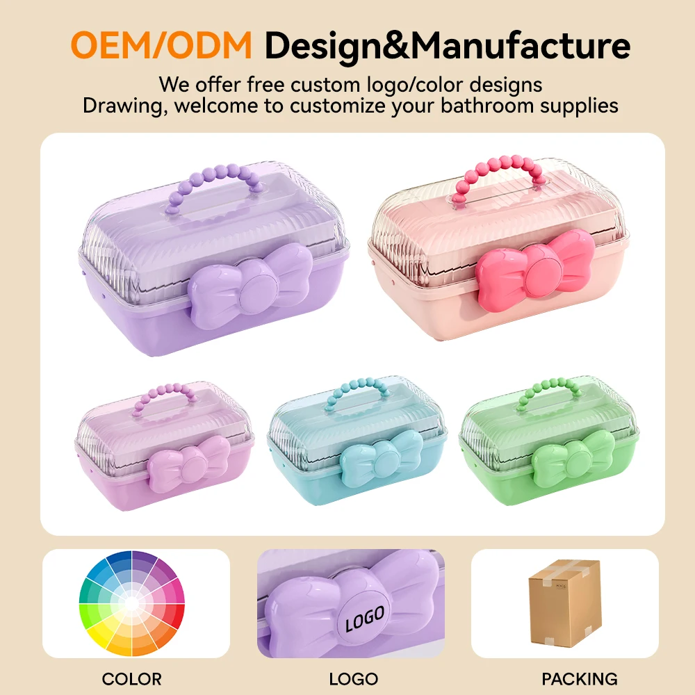 product chengyan 3layer kids teen storage hair accessories organiser buckle box organizer girl dustproof storage boxes  bins with lid-17
