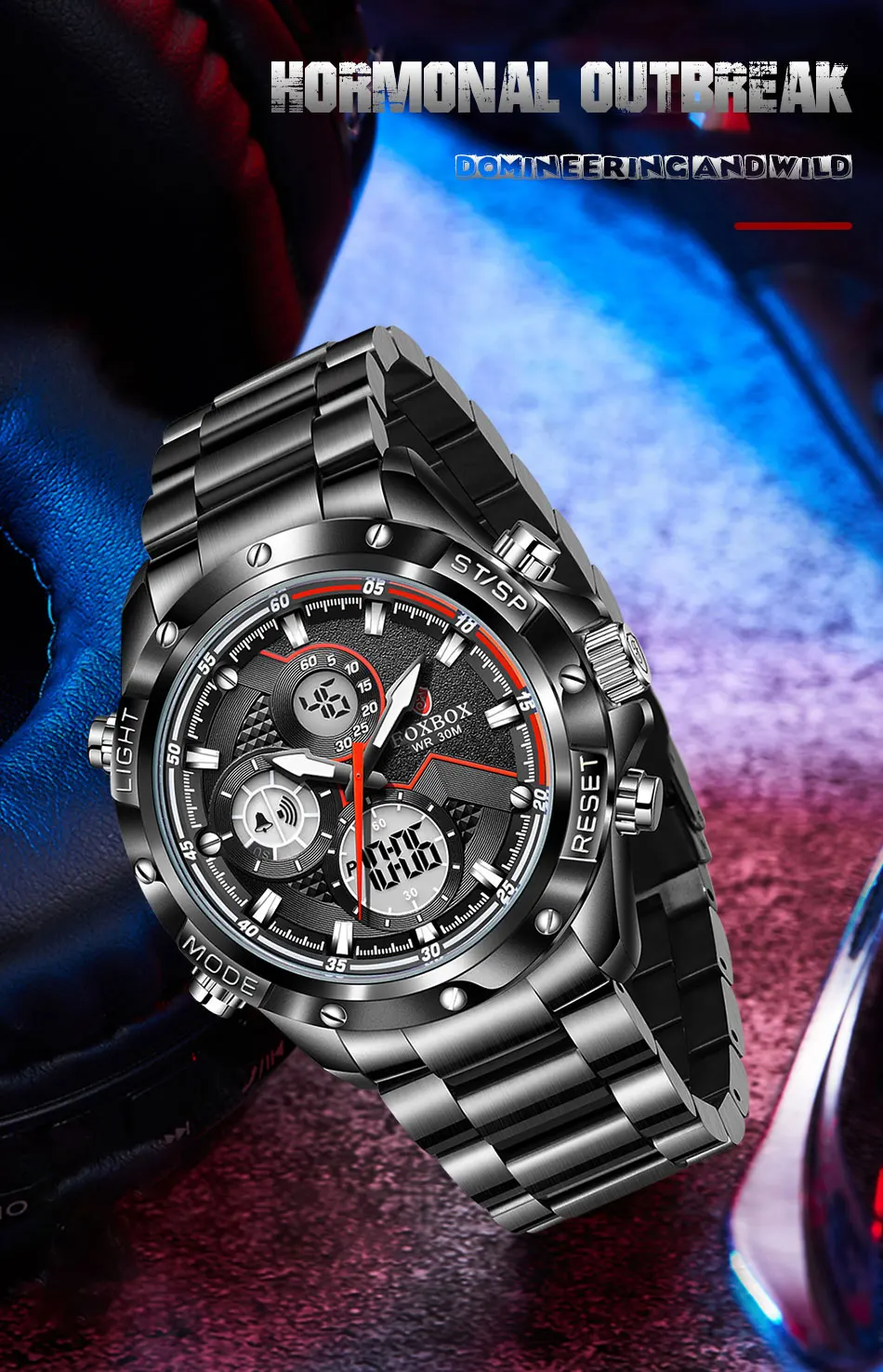 Foxbox Fb0001 Herenhorloge 30m Waterdicht Roestvrij Stalen Horloge Sport  Chronograaf Stijlvolle Gift Voor Man Wekker - Buy Foxbox Fb0001 Horloge,30m  Waterdicht,Man Wekker Product on Alibaba.com