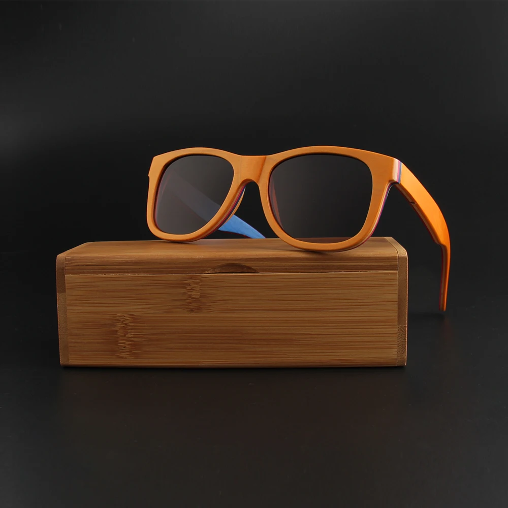 Handmade Skateboard Wood Frame TAC Polarized Natural Wooden  display picture 1