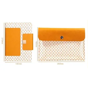 Custom  Eco-Friendly Paper Weaving Pu Leather A5 Business Notebook Gift Set Document Bag with logo