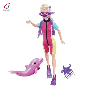 Chengji Undersea World Diver Theme Style Doll Girl Plastic Kids 11inch Doll Dresses Playing Dress up Doll Set Toys for Girls