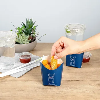 Wholesale Factory Price Paper French Fries Cups Take-out Party Baking Waffle Paper Popcorn Boxes Sandwich Kraft Paper Cups