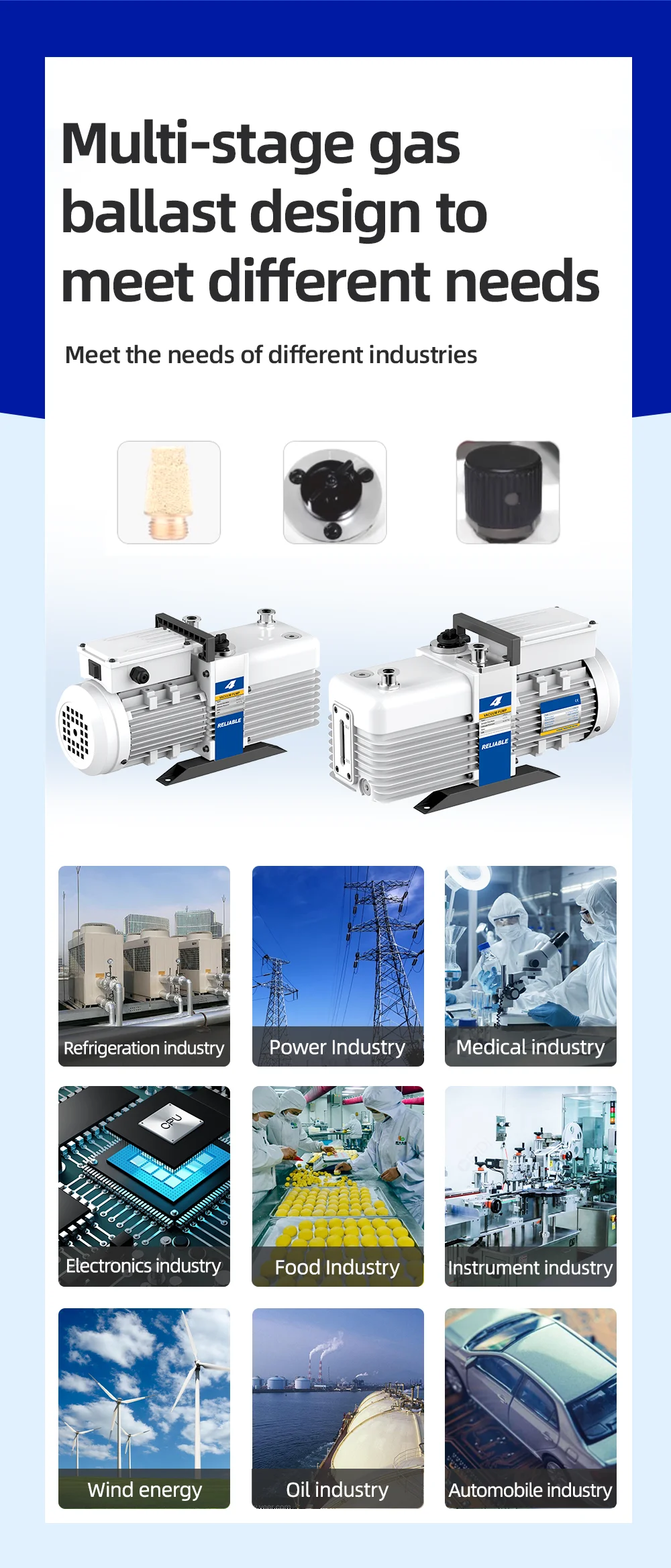 Factory Direct High Vacuum Large Suction Power Bipolar Rotary Vane Vacuum Pump for Industrial Applications