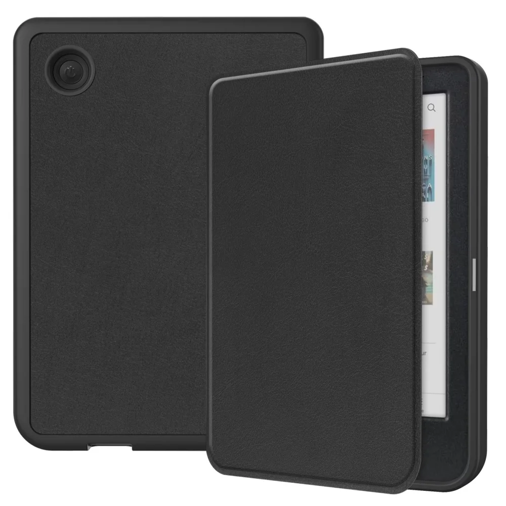 product new tpu leather e reader case scratch resistant  wraparound corner flat case  auto wake function for kobo clara colour laudtec-3