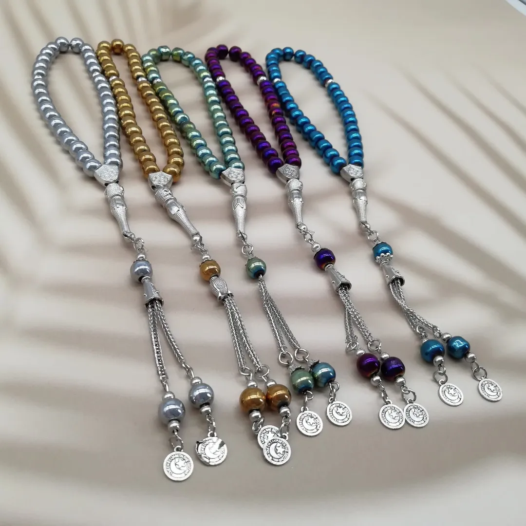 Wholesale Islamic Jerusalem Holy Sublimation 8mm Black Glass Bracelet