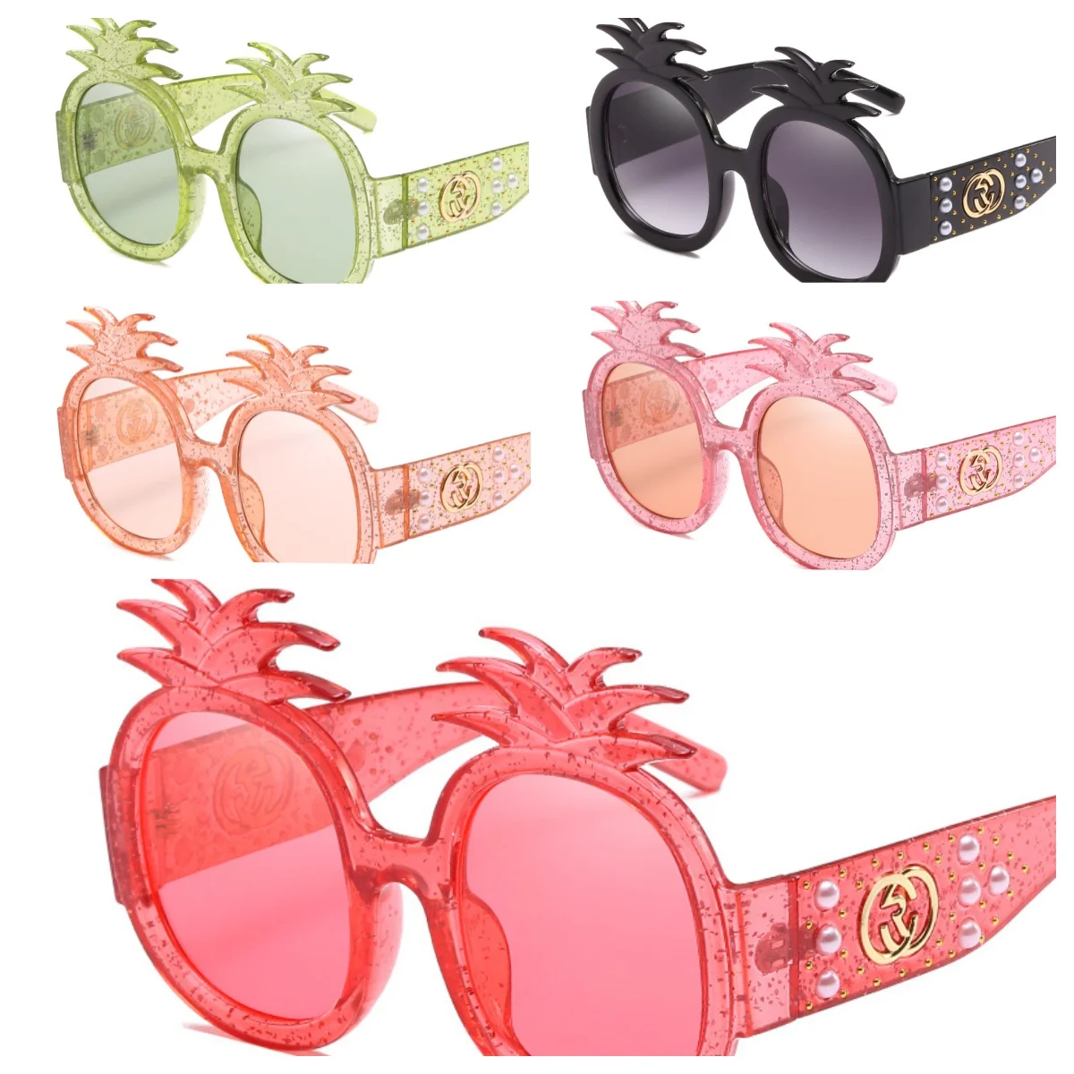 Fashion Party Sunglasses Pineapple Shape Crystal Decor Custom Logo