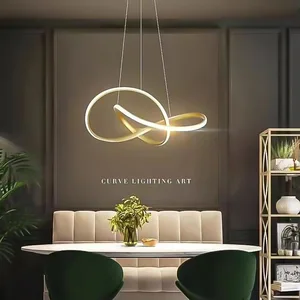 JACKSUN Modern Led Chandelier Light Fixture  Led Pendant Light with Irregular Ring Lightsfor Dining Room Kitchen Living Room