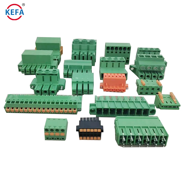 Kefa 3.81mm 3.5mm 7.62mm PCB 取り外し可能なワイヤー対ボードターミナル グリーンコネクター 差込式ネジターミナルブロック