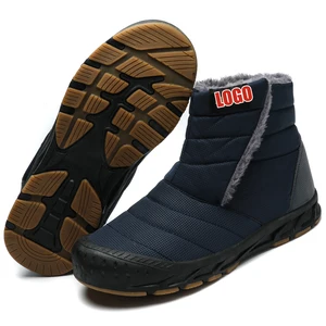 Custom Men's Fur Lined Warm Winter Boots Waterproof Insulated Outdoor Sport Hiking Shoes PU Insole Anti-Slip Feature for Winter