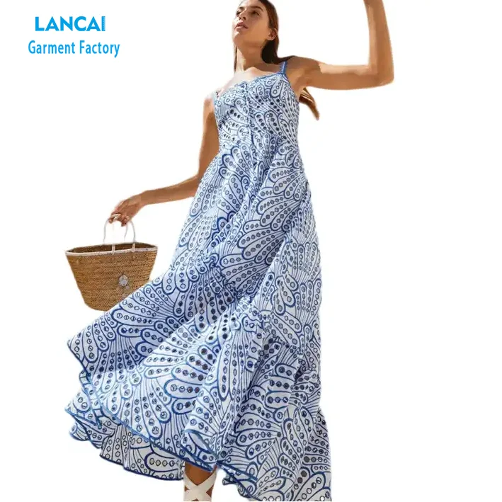 cotton dress manufacturers Clothing Manufacturers Custom Wholesale Cotton Dresses Women Elegant Floral  Girls Long Summer Dress
