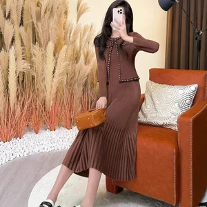 Direct From the Factory Women's Fashion Dress Design Stretch Casual Top and Dress 2-Piece Set Miyake Pleated Dress