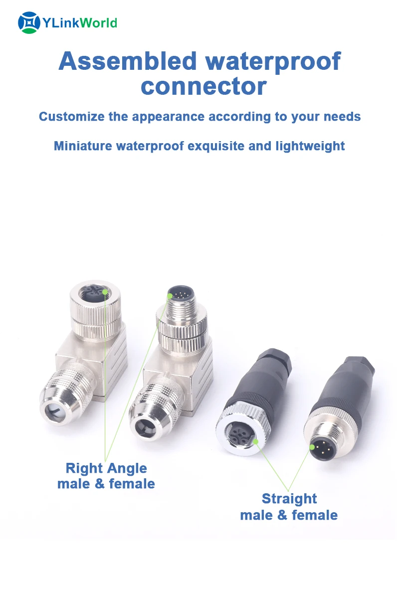 M12 Female Connector Sensor Rear Right Angle Fast Assembly Cable