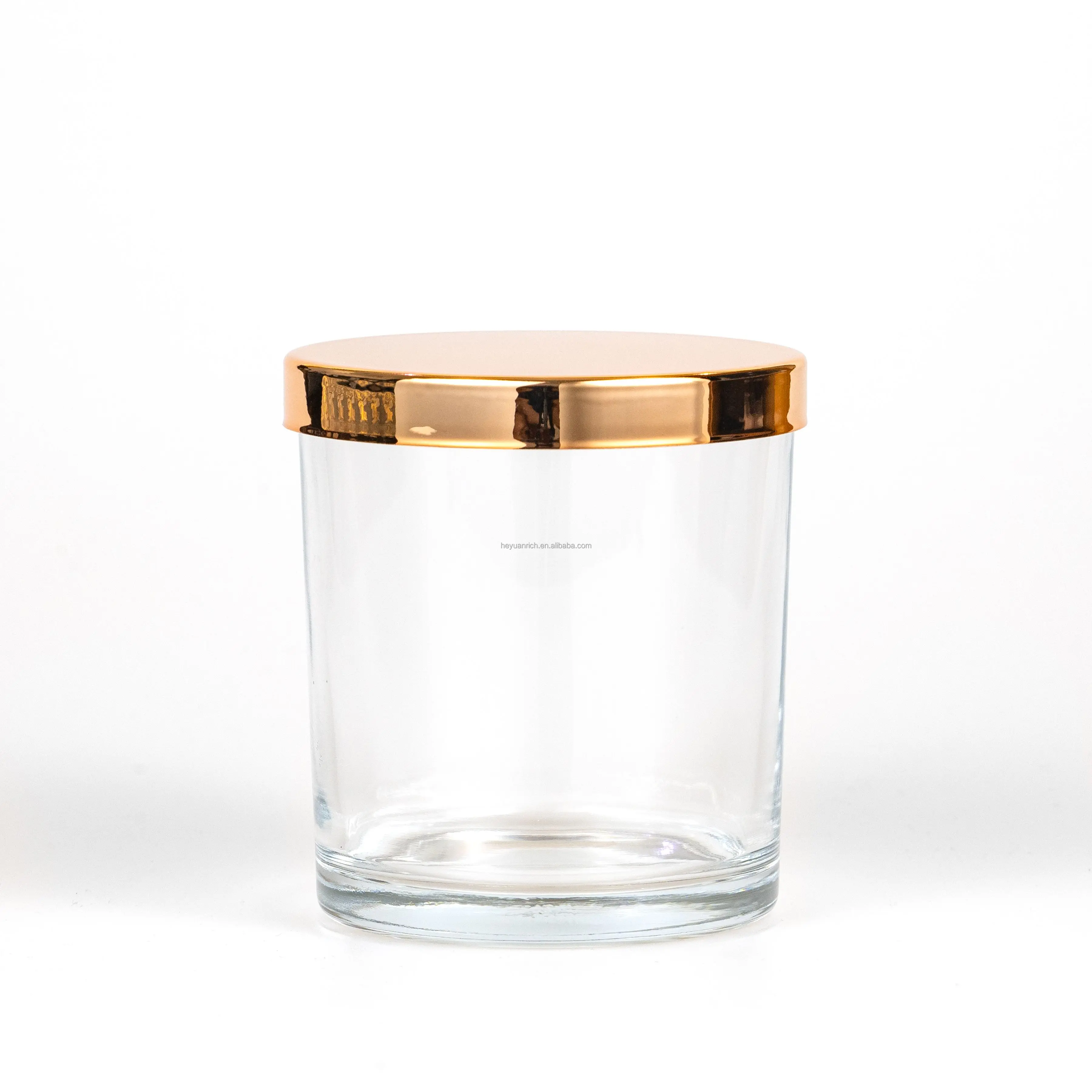 7oz Clear Cylinder Glass Candle Jar Vessel Holder With Metal Lid Iron