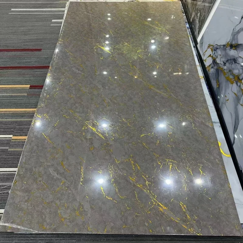 Paste Install Wall Panel Custom Pattern Decorative UV Highlight Interior Wall Board Gigh Glossy Pvc Marble Sheet