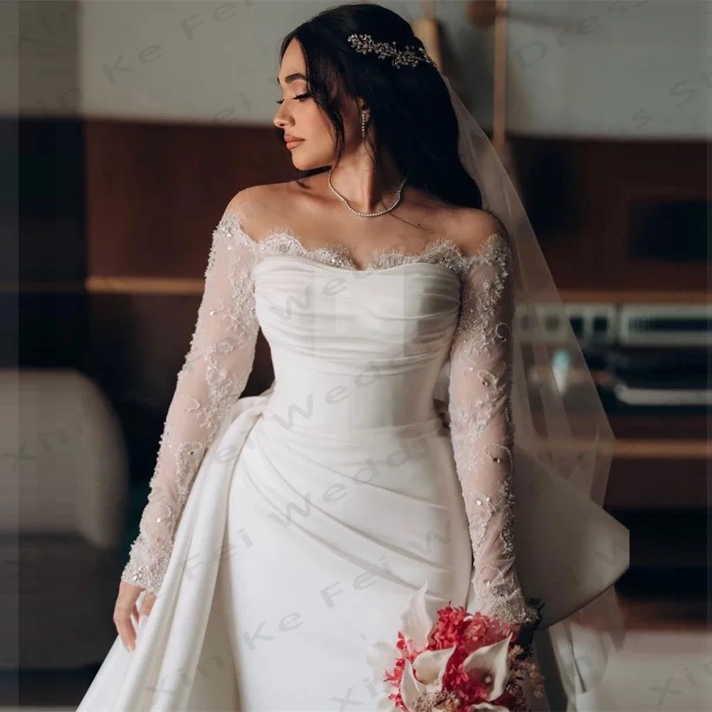2025 MADE in CHINA Custom Satin Wedding Dresses Slim Fit 2 in 1 Satin  Wedding Dress Satin Ball Gown Wedding Dress