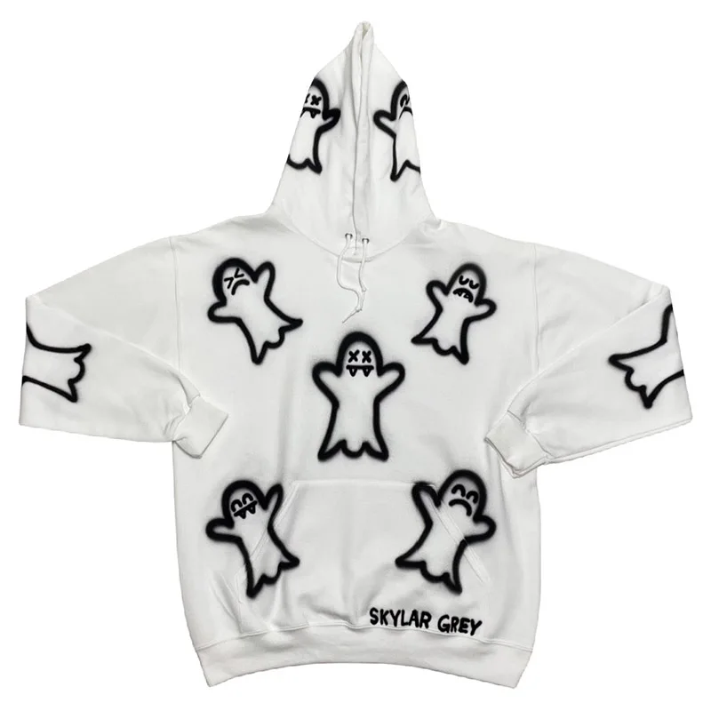 DiZNEW custom wholesale print  whole sale hoodies unisex reversible ghost print hoodies & sweatshirts manufacture